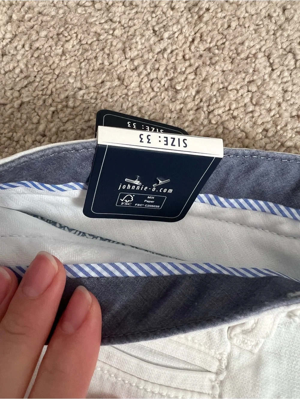 johnnie-O White Nassau Short 10.5” inseam